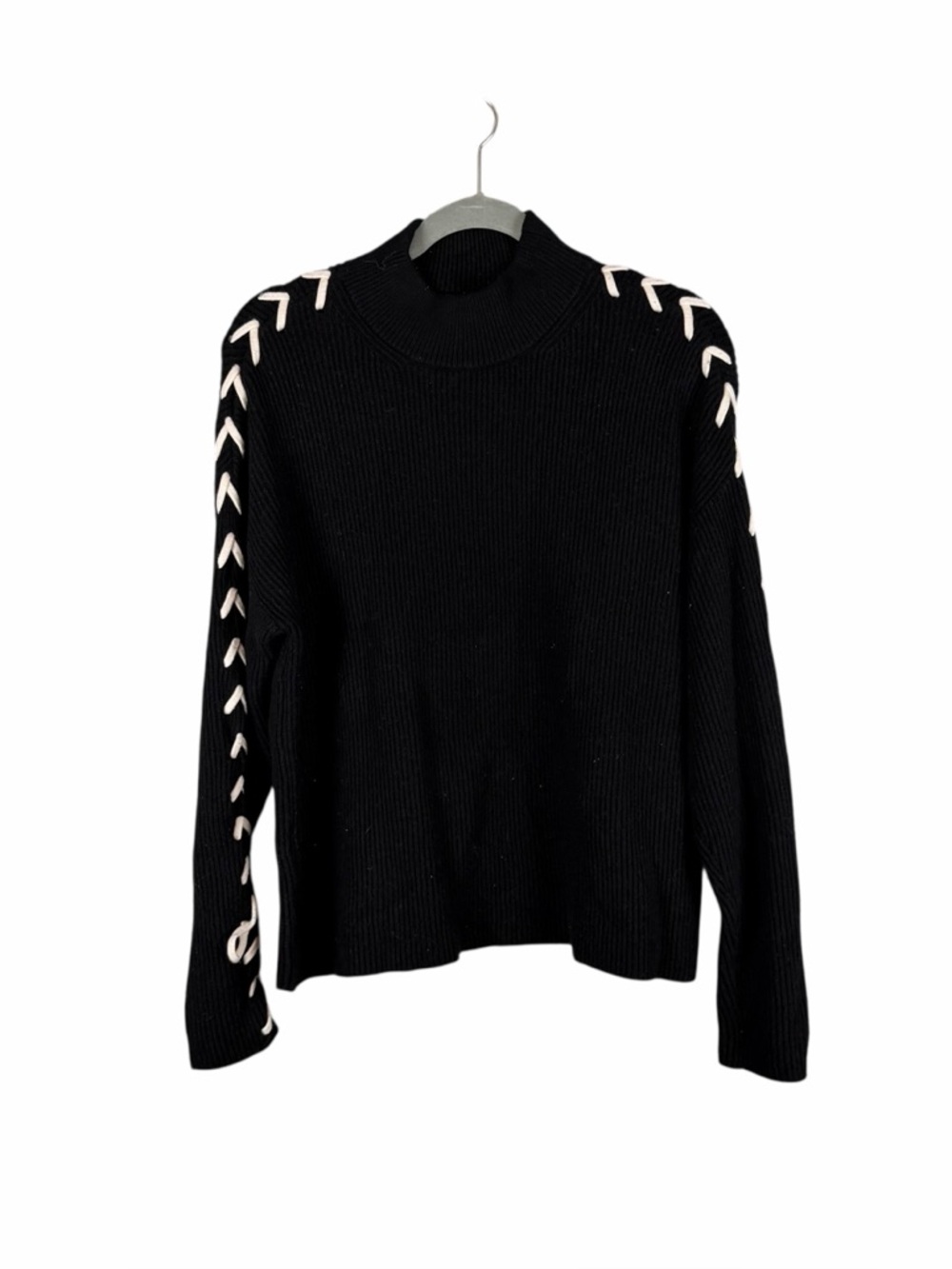 Tahari Black Ribbed Mock Neck Sweater Size Large